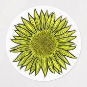 Floral Rustic Yellow Sunflower Hand getekend Labels (Design 1)