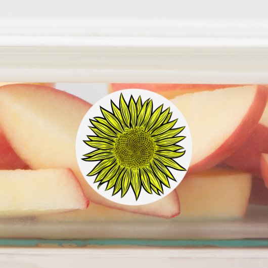 Floral Rustic Yellow Sunflower Hand getekend Labels (Aangebracht)