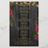 Floral rustige houten gouden lampen bruiloft cerem flyer (Achterkant)