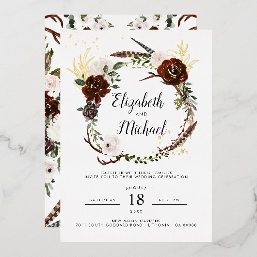 Floral rustique | Boho Botanical Faire-part de mar (Recto/Verso)