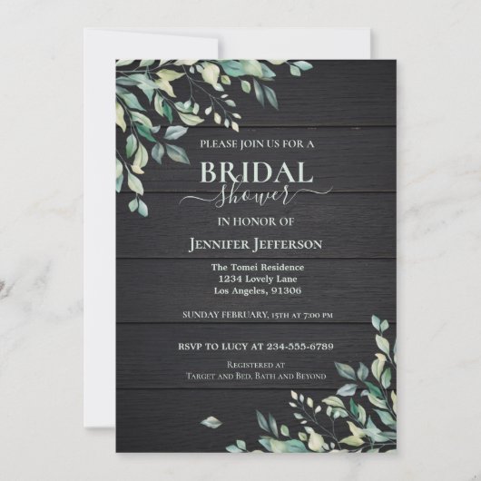 Floral Rustique Bois nuptiale Invitation (Devant)