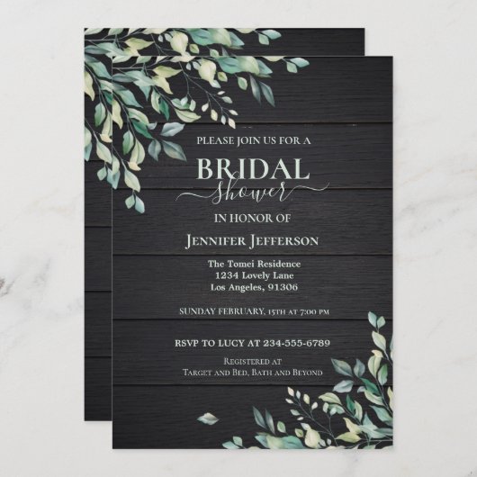 Floral Rustique Bois nuptiale Invitation (Devant / Derrière)