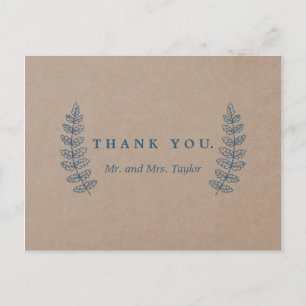 Floral rustique   Carte postale Merci Faux Kraft