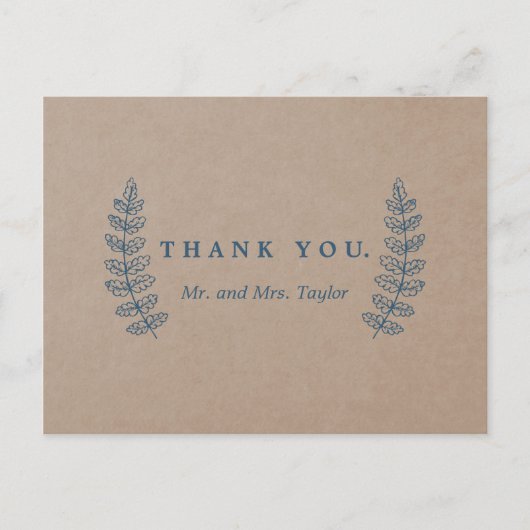 Floral rustique | Carte postale Merci Faux Kraft (Devant)