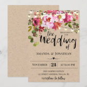 Floral Rustique Faire-part de mariage (Devant / Derrière)