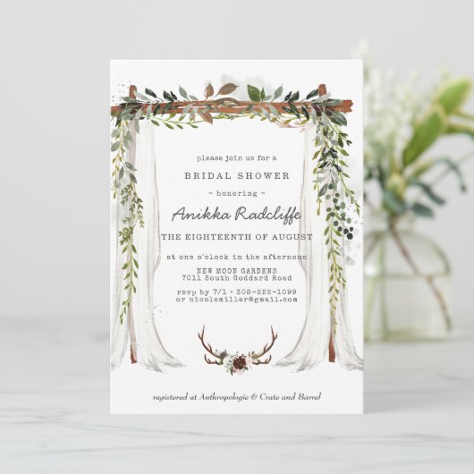 Floral rustique | Invitation de douche nuptiale (Debout devant)