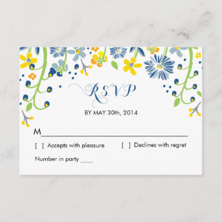 Floral rustique | R S V P Carte de réponse Marine