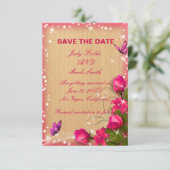 Floral Rustique Rose Bois Enregistrer La Carte Dat (Debout devant)