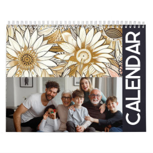 Floral rustique vintage élégant calendrier boho