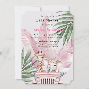 Floral Safari Adventure Girl Baby shower Kaart