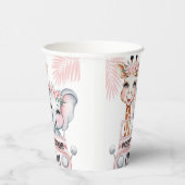Floral Safari Adventure Pink Girl Baby shower Papieren Bekers (Rechts)