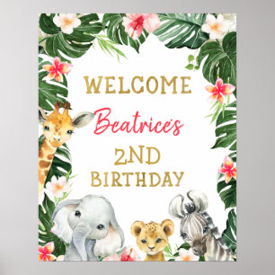 Floral Safari Affiche de bienvenue d'anniversaire