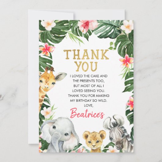 Floral Safari Carte de remerciements d'anniversair (Devant)