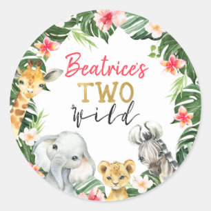 Floral Safari Twee Wilde Verjaardag Sticker