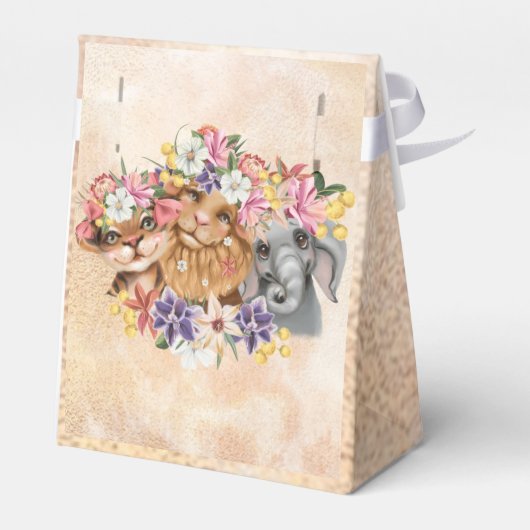 Floral Safari wild one baby shower gold Bedankdoosjes (Achterkant)