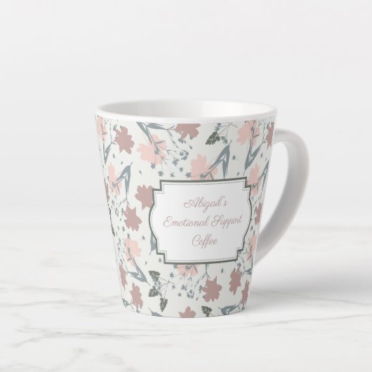 Floral Sage Blush Pink Wildflower Funny Message Latte Mok (Rechterhoek)