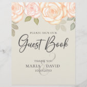 Floral Sage Elegant Wedding Guest Book Sign Flyer (Voorkant)