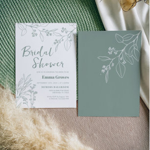 Floral Sage Green Bridal Shower Kaart