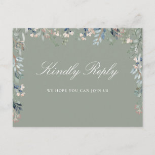 Floral Sage Green Chanson Demande Carte postale RS