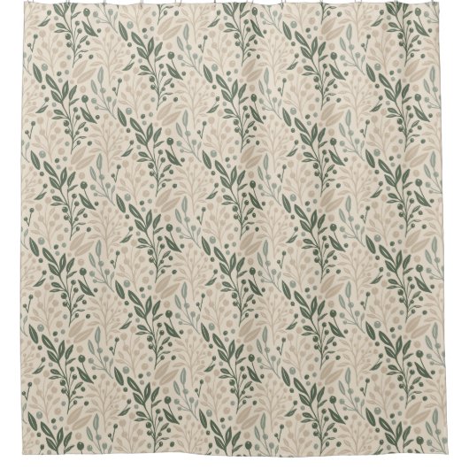 Floral Sage Green Douchegordijn (Voorkant)