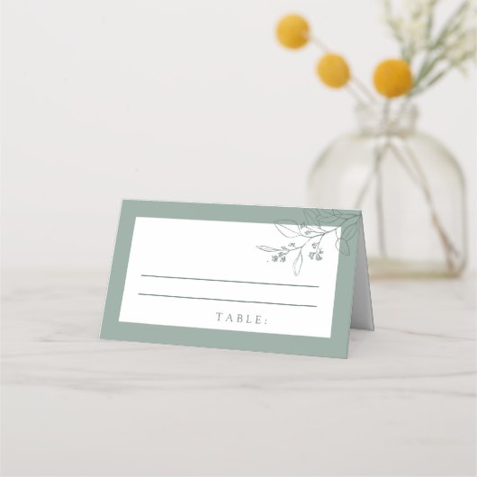 Floral Sage Green Mariage Cartes de Place (Devant)