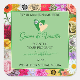 Floral Sage Green Multicolor Product Labels hart