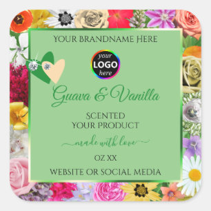 Floral Sage Green Multicolor Product Labels Logo