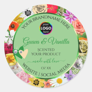 Floral Sage Green Multicolor Product Labels Logo