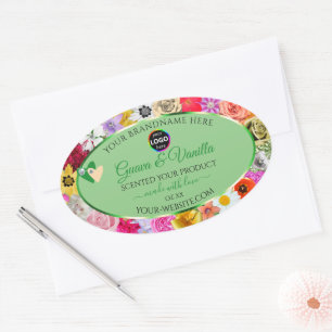 Floral Sage Green Multicolor Product Labels Logo