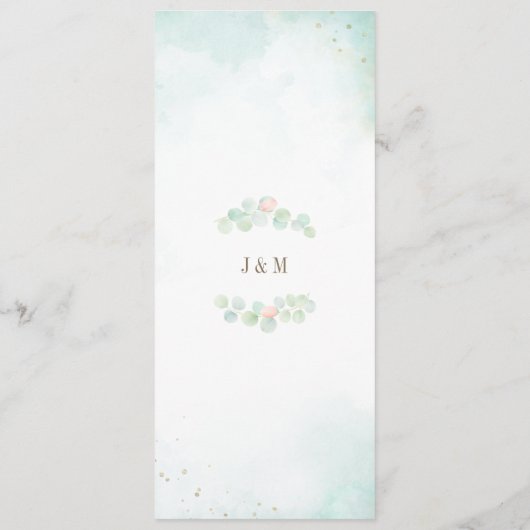 Floral Sage Greenery Eucalyptus Monogram Weddensch Menu (Achterkant)