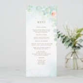 Floral Sage Greenery Eucalyptus Monogram Weddensch Menu (Staand voorkant)