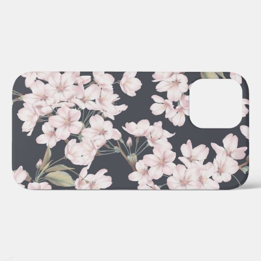 Floral sakura, donkergrijs, naadloos patroon. Case-Mate iPhone case (Achterkant (horizontaal))