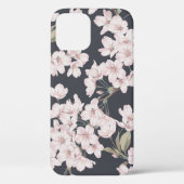 Floral sakura, donkergrijs, naadloos patroon. Case-Mate iPhone case (Achterkant)