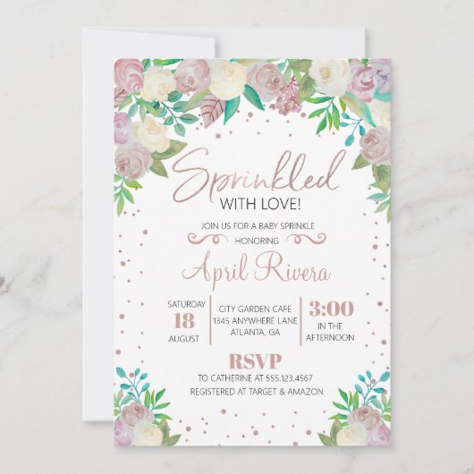 Floral Saupoudré D'Amour Baby shower Invitation (Devant)