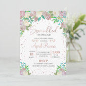 Floral Saupoudré D'Amour Baby shower Invitation (Debout devant)