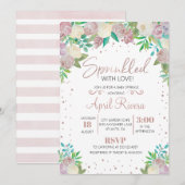 Floral Saupoudré D'Amour Baby shower Invitation (Devant / Derrière)