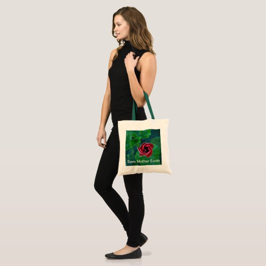Floral "Save Moeder Earth" Ga groen Tote Bag (Voorkant (model))
