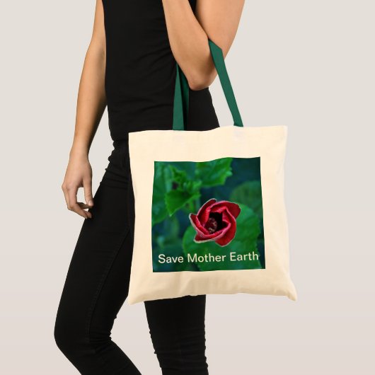 Floral "Save Moeder Earth" Ga groen Tote Bag (Voorkant (product))