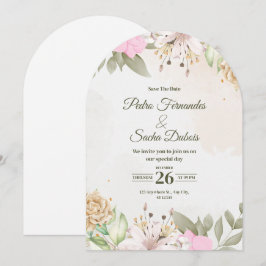 Floral Save The Date Invitation | Elegant Wedding Kaart
