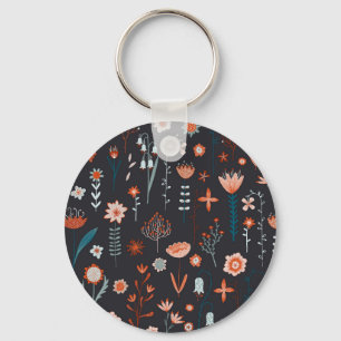 Floral Scandinavian Dark Sleutelhanger