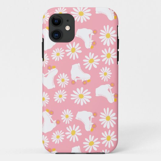 Floral Schaatsen Rollflating Pattern Birthday Roze Case-Mate iPhone Case (Achterkant)