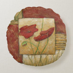 Floral schilderen met zichtbare penseelstreken rond kussen