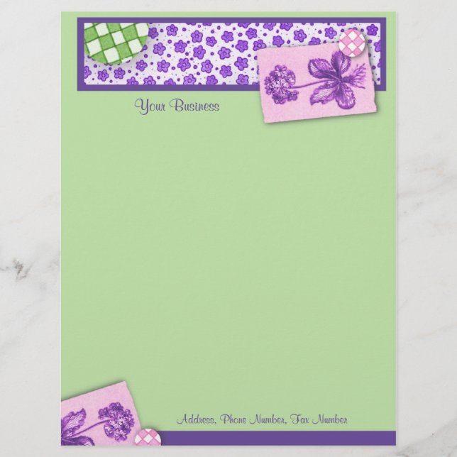 Floral Scrapbook Letterhead Persoonlijk Briefhoofd (Voorkant)