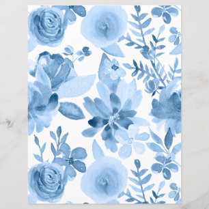 Floral scrapbook paper over blauwe en witte Waterv