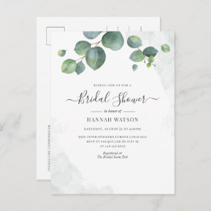 Floral Script Eucalyptus Greenery Vrijgezellenfees Uitnodiging Briefkaart