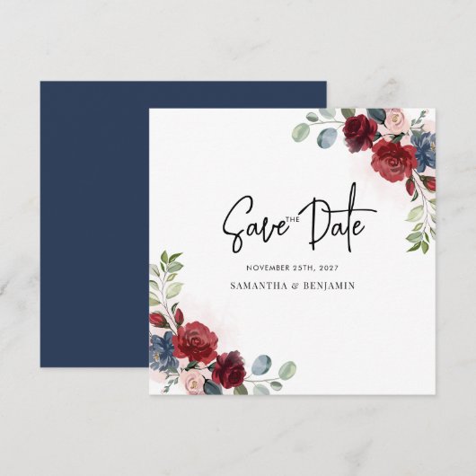 Floral Script Greenery Wedding Save The Date (Voorkant / Achterkant)