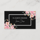 Floral Script Interior Design Black Visitekaartje (Voorkant)