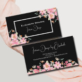 Floral Script Interior Design Black Visitekaartje