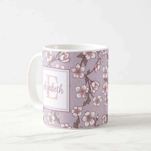 Floral Script Monogram Mok – gepersonaliseerde kof (Voorkant links)