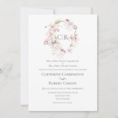 Floral Script Roze bruiloft Kaart (Voorkant)